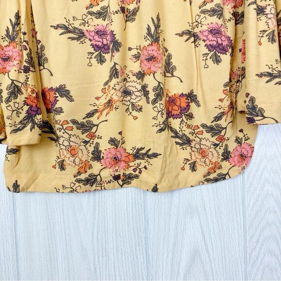 Free People | Marigold Yellow Floral Bell Sleeve Tunic Size Small - Picture 10 of 14
